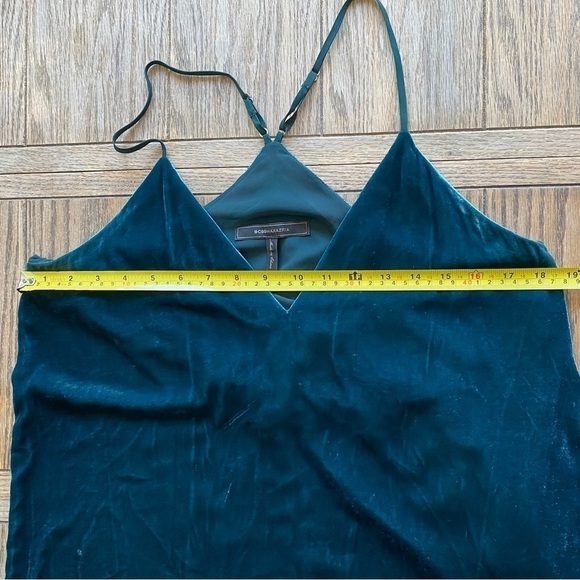 BCBGMaxAzria Asymmetrical Velvet Teal Tank Dress Adjustable Straps Size Small - Picture 8 of 9